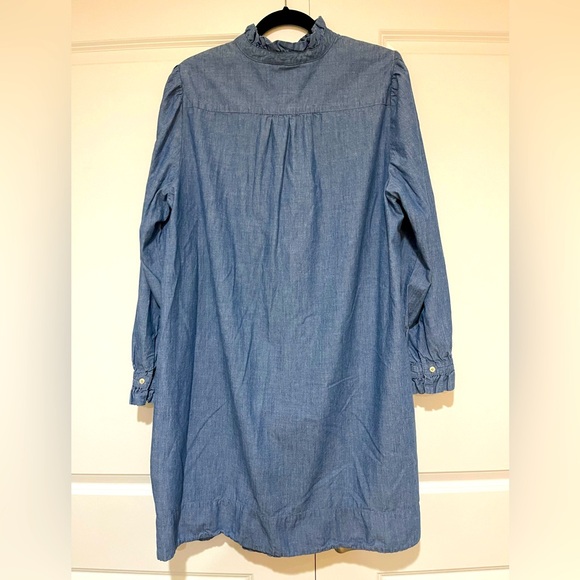 J.Crew like new ruffle Chambray dress 💯 cotton sz XL - Picture 4 of 6